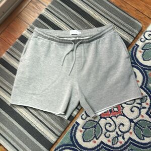 ASOS Topman Heather Grey Raw Hem Shorts Fleece